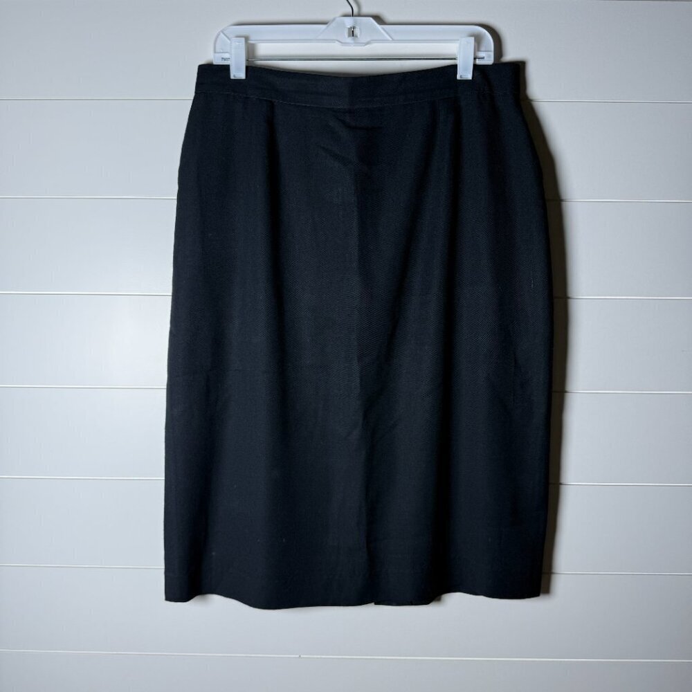 Oscar De La Renta Pencil Skirt Black Sz 38 Fully Lined Vintage